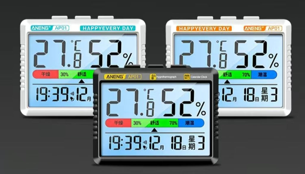 Thermomètre de chambre domestique de haute précision avec heure, date et réveil
