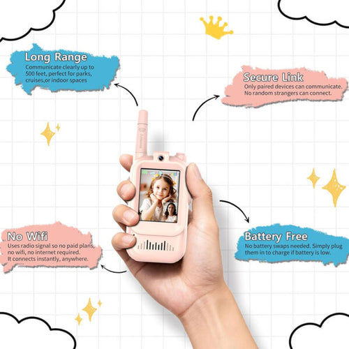 Paire de Talkie-walkies pour enfants avec vidéo et camera HD rechargeable